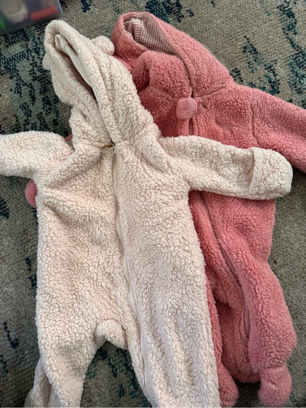 Two Plush Sherpa Baby One-Piece - USED 3 months